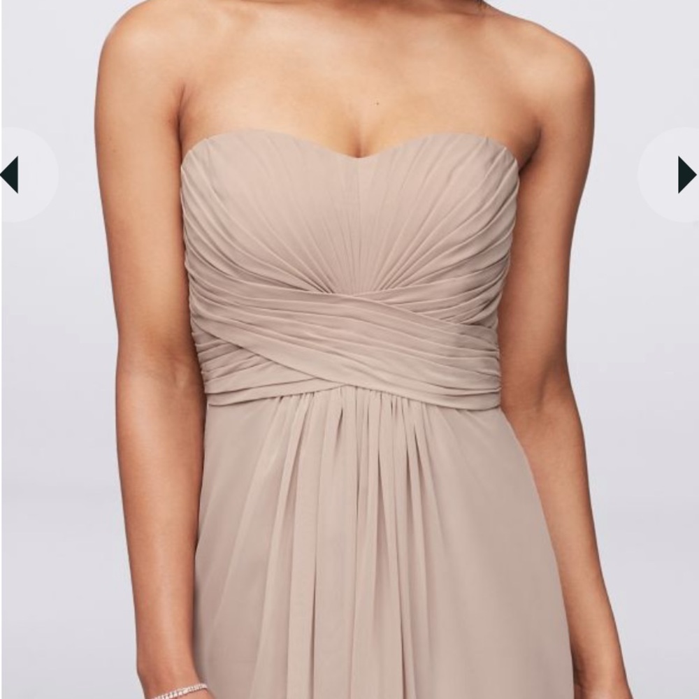 Fuchsia David’s Bridal Unaltered Floor Length Strapless Bridesmaid Dress